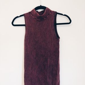 FREE PEOPLE Maroon Smocked High Neck Halter Tank